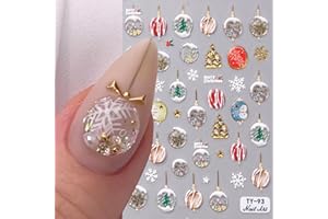 FBABFBUO Christmas Nail Art Stickers 5D Embossed Winter Crystal Ball Nail Decals 1PCS Snowman Snowflakes Christmas Tree Xmas Nail Designs Manicure Accessories Christmas Nail Stickers for Nail Art Decorations