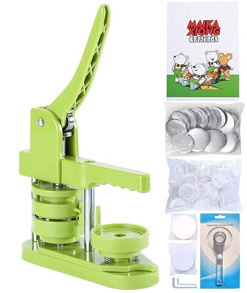 HAPPIZZA BUTTON MAKER MACHINE 58MM – (3RD GEN) INSTALLATION-FREE 58MM(2.25IN) DIY PIN BADGE BUTTON MAKER PRESS MACHINE BADGE PUNCH PRESS WITH FREE 100PCS BUTTON PARTS&PICTURES&CIRCLE CUTTER&MAGIC BOOK