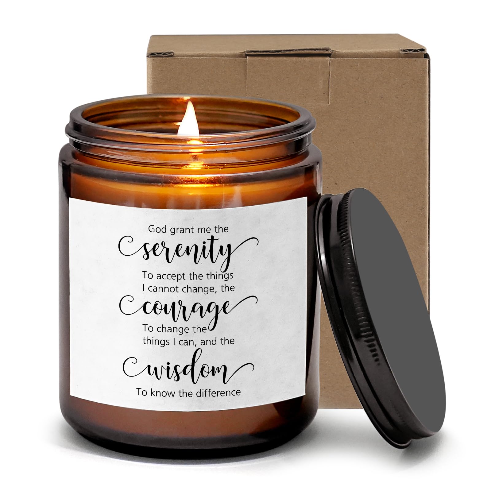 Photo 1 of Serenity Prayer Gifts God Grant Me The Serenity Candle Inspirational Religious Gift Sobriety Recovery Plaque Mental Health Gift for Mom Women Friends Colleague (God Grant Serenity)