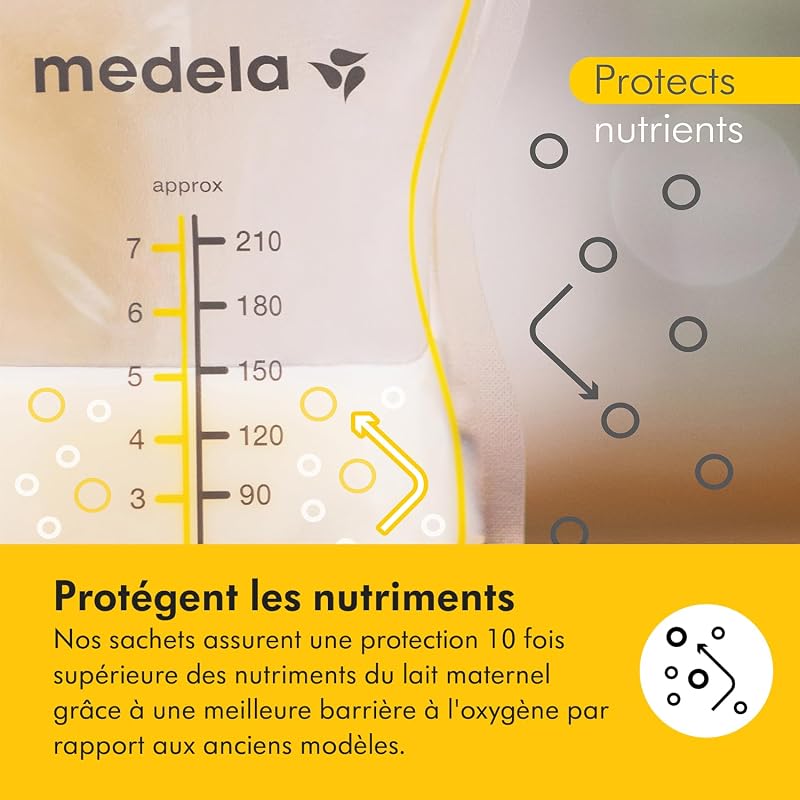 sachets de conservation pour lait maternel Easy Pour, capacité de 210 ml, conception anti-fuite avec protection du lait, fabriqués sans BPA, jetables, lot de 100