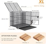 BingoPaw 42 Inch Heavy Duty Dog Crate on Wheels with 3 Doors, Square Tube view 5