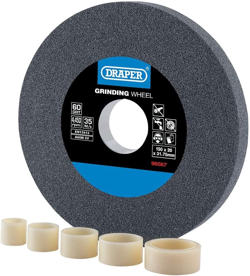Draper 99567 Bench Grinding Wheel 150mm x 20mm 60G Aluminium Oxide 31.75mm Bore