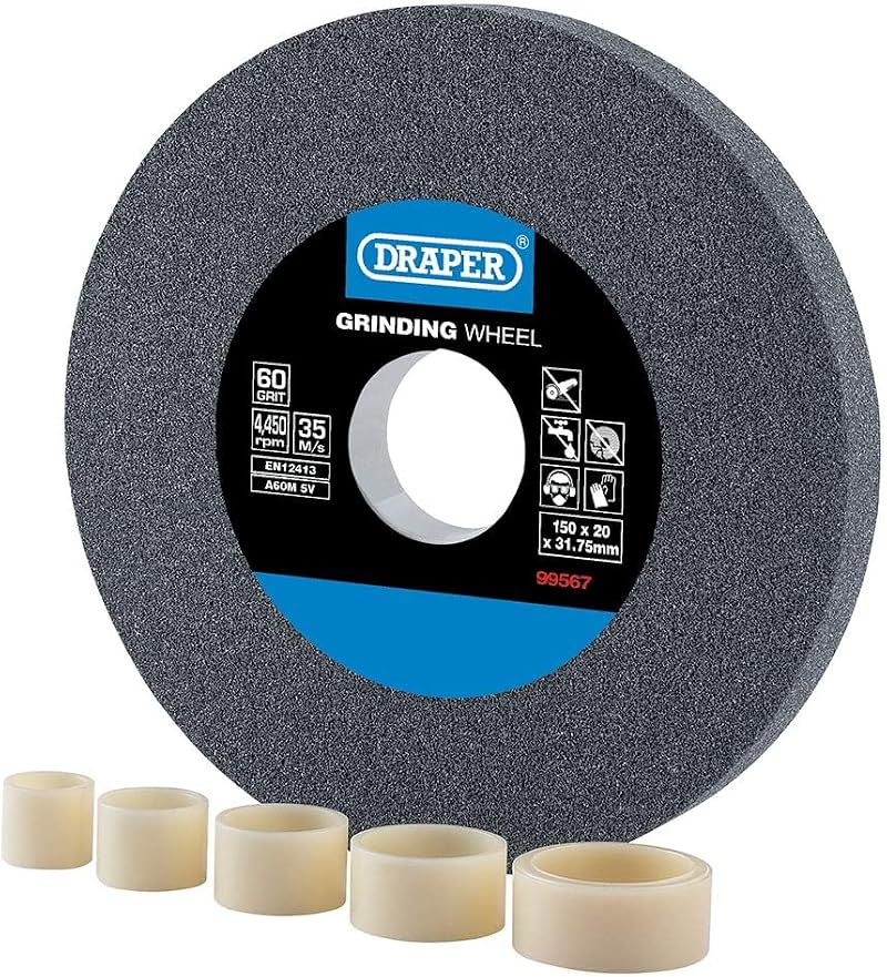 Draper 99567 Bench Grinding Wheel 150mm x 20mm 60G Aluminium Oxide 31.75mm Bore