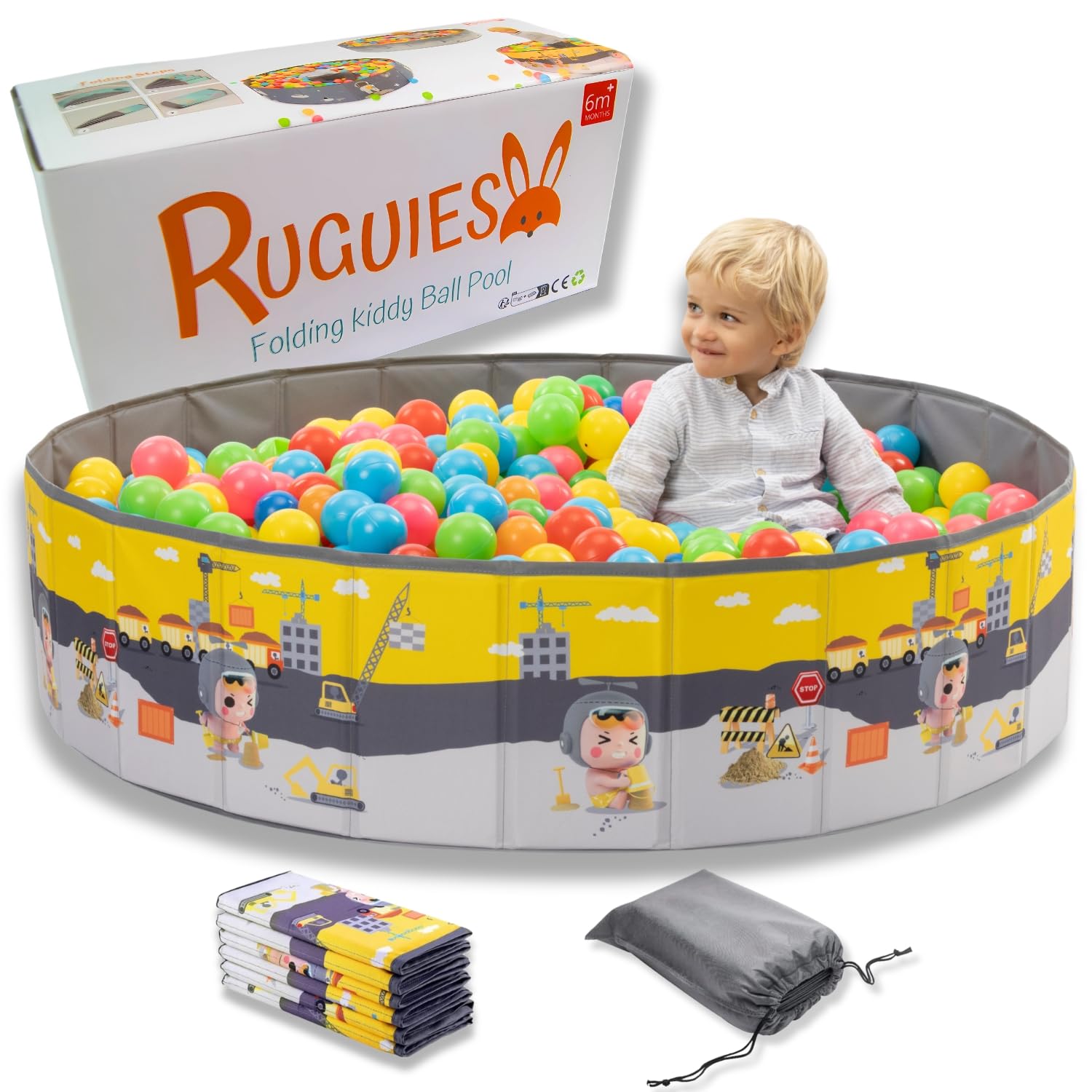RUGUIES-Ball Pit for Baby- Baby Ball Pit- Kids' Ball Pits- Portable and Folding Ball Pool- Big Toddler Ball Pit- For indoor and Outdoor- (Balls not included).
