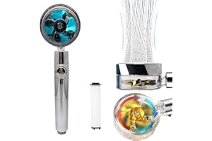 YGBRAND Tiktok shower head, Hydro jet vortex shower head filter turbo spa handheld 360° power propeller fan cleaner for high pressure hydrojet water (Cool blue)
