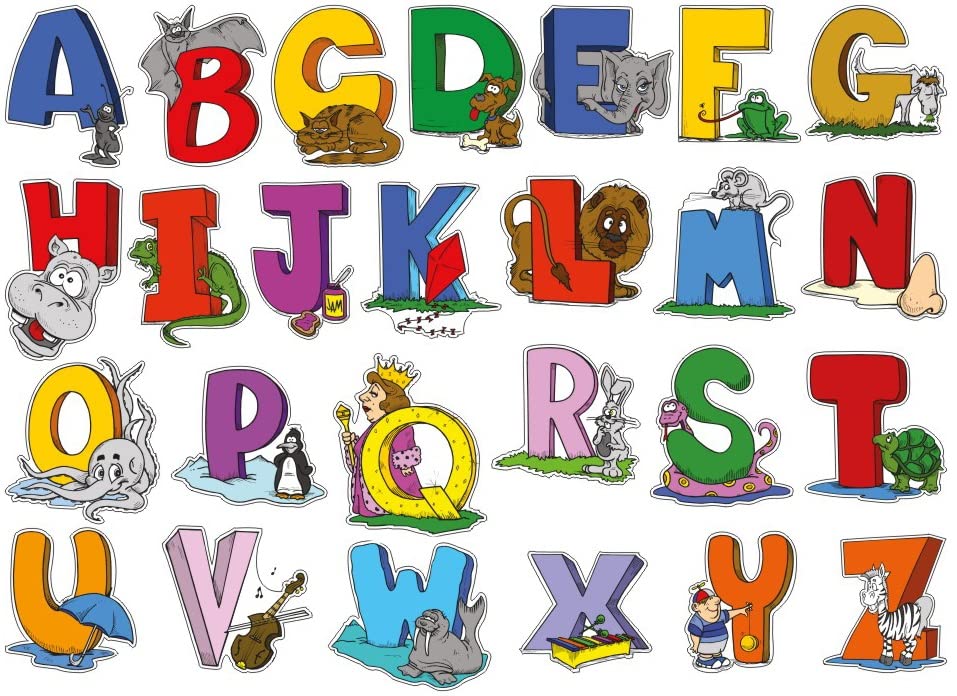 lepni.me English Alphabet Wall Art Letters with Animals | ABC for Kids and Toddlers | Cartoon Wall Stickers Decoration for Nursery Bedroom | Playroom | Classroom | Kindergarten (Small, Alphabet)