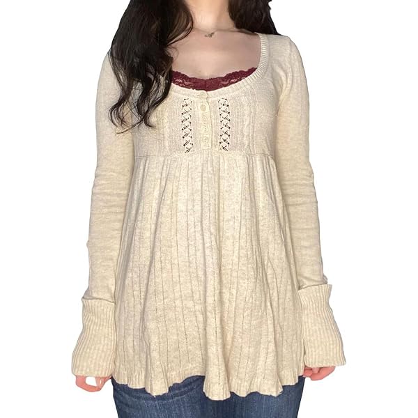Amazon.com: Tsultryofs Y2K Fairy Grunge Knit Long Sleeve Tunic