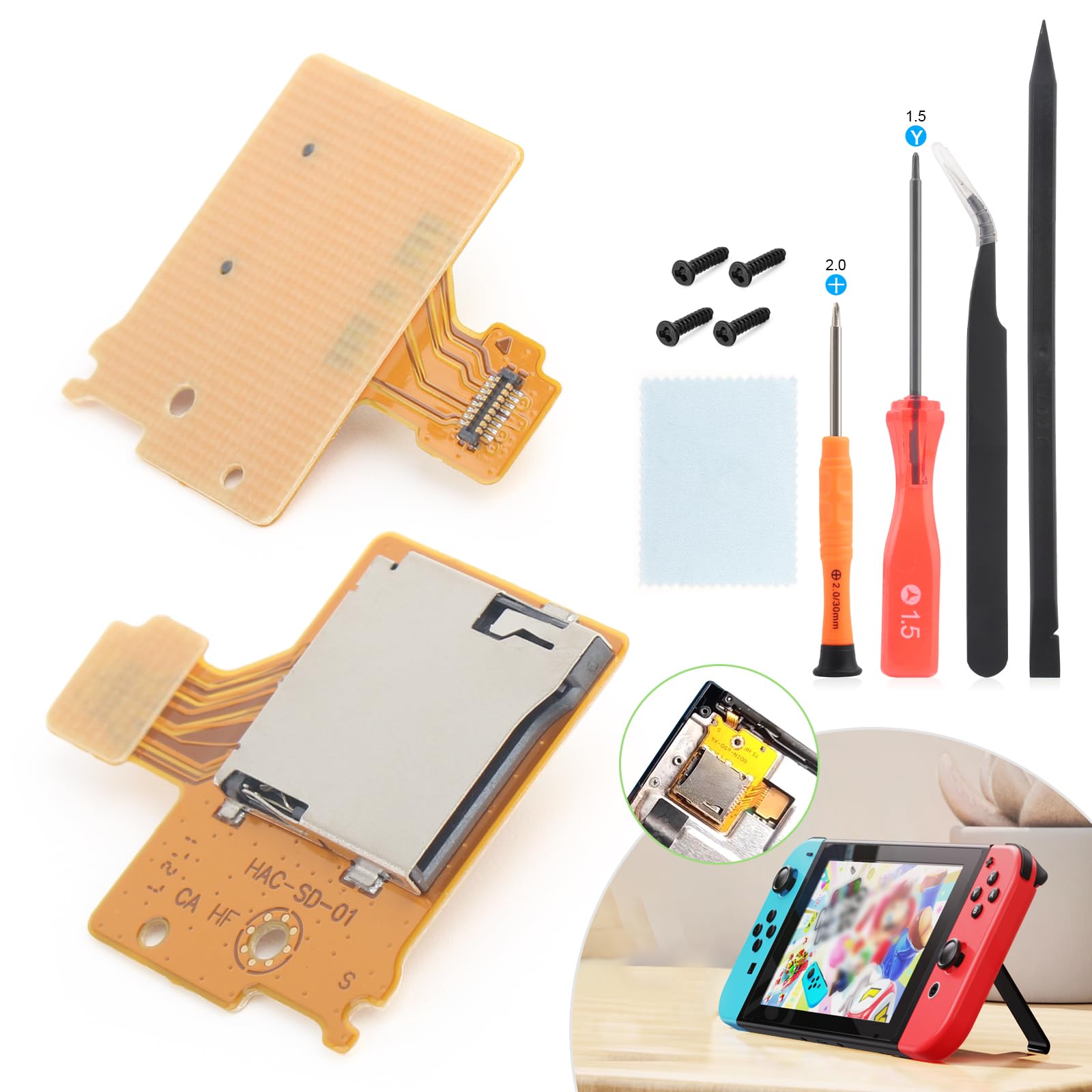 Micro SD Card Reader for Nintendo Switch NS Memory Card Slot Socket HAC-SD-01 Reader Board Replacement Console Accessories Parts with Repair Tools