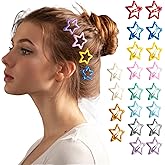 20 PCS Star Snap Hair Clips Silver Y2K 2000s Hair Accessories Non Slip Clips for Girls Women Hair Clip (1.22IN -10 Colors- 20 PCs)