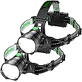 2PCS Bright LED Headlamp 1000LM Induction Function, 7 Modes Long Lasting Battery Life Head Lamp, IP67 Waterproof Zoom LED Headlamp, 90° Adjustable for Outdoor Indoor Camping Running Hunting Car Repair