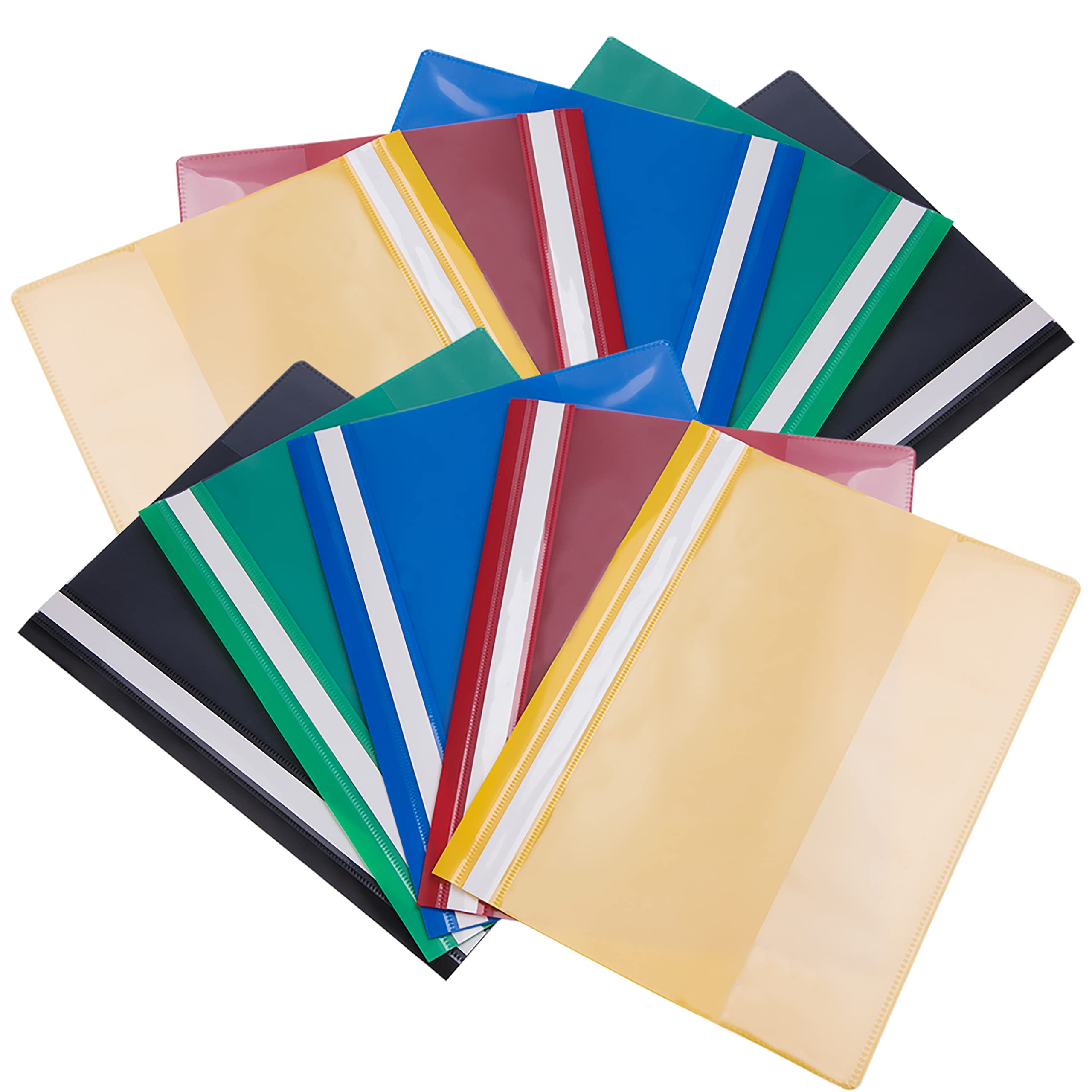 10 Pcs A4 Project Folder Plastic Wallets Presentation Project Folders Report Document Organiser Holder Case Plastic Document Files Transparent Cover Color Two Hole Binding Blip Assorted 5 Colours