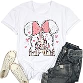 Women Magical Shirt Castle Graphic Tee Magic T Shirt Funny Fairy Graphic Tshirt Family Holiday Vacation Short Sleeve Tops