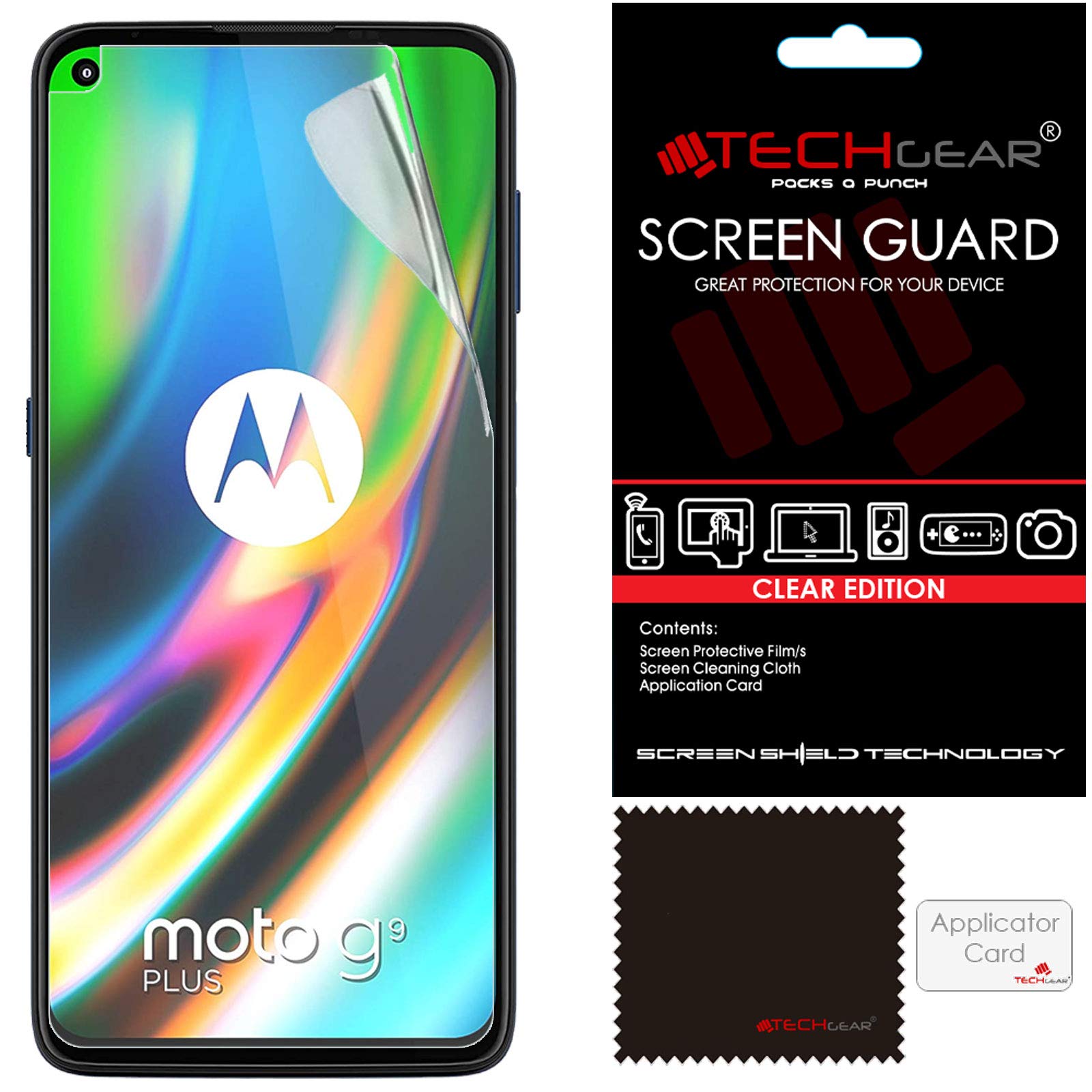 TECHGEAR [5 Pack] Screen Protectors Compatible for Motorola Moto G9 Plus, CLEAR LCD Screen Protectors Cover Guards