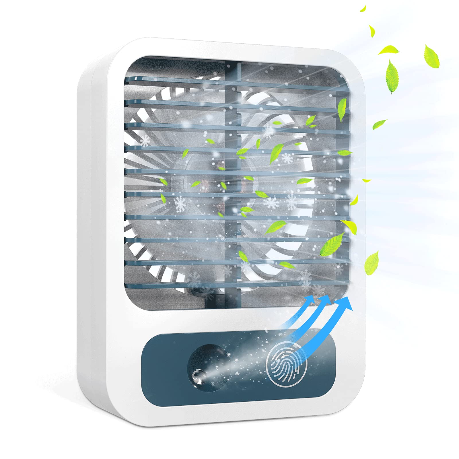 HOMMAND USB Desk Fan, Mini USB Fan 3 Speeds Fans Cooling Fast, Mist Fan with 60ml Water Tank, Portable Mini Desk Fan Silent Fan, Table Fan Ideal for Outdoor Home Office Travel in Hot Summer