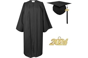 Herrenbek Matte Graduation Cap and Gown 2024 Tassel Adults Set for High School and Bachelor