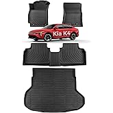 for KIA K4 2025 2026 (Not Fit for Hatchback) Floor Mats Cargo Liner LX LXS EX GT-line Turbo All Weather Season Car Interior Soft Rubber Trunk Carpet Automotive Accessories Black 4PCS