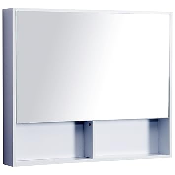 Kleankin Bathroom Single Pull Up Door Mirrored Cabinet Wall