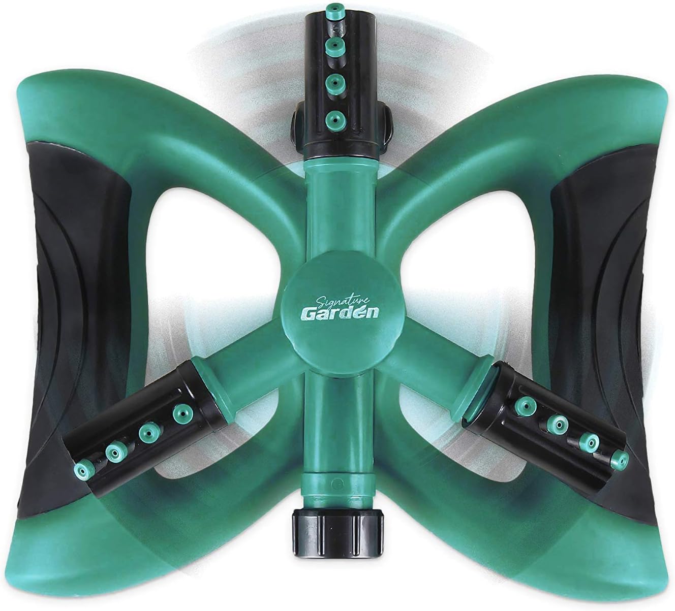 Signature Garden Three-Arm Sprinkler, 12 Built-in Spray Nozzles, 360 Degree Rotation & 3600 Sq Ft Coverage : Garden & Outdoor
