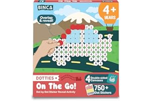 BINCA Dotties Dot Art Activity Kit - On the Go, 750+ Stickers, Vehicles Mess-Free Activities, DIY Dot Sticker Art for Toddlers, Kids Travel Activities, Craft Kits & Gifts for Boys & Girls Ages 4,5,6,7