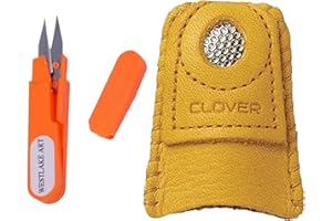 westlake art Clover 614C Leather Coin Thimble-Fingertip Protector For Sewing & Quilting, Bundle With Art Embroidery Scissors-Comfortable Fit, Versatile Use (Pack of 1)