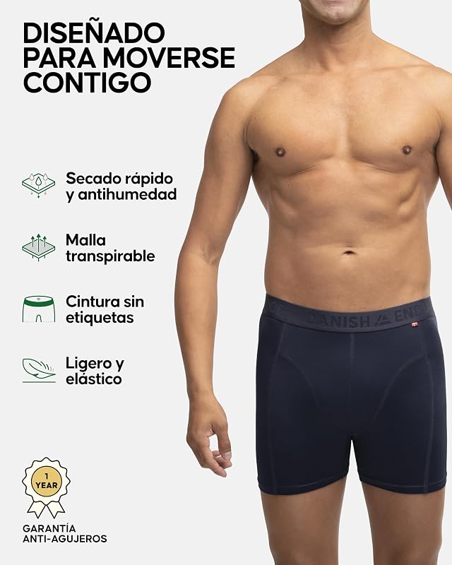 Boxer Deportivos Hombre, 3 Pack Azul M