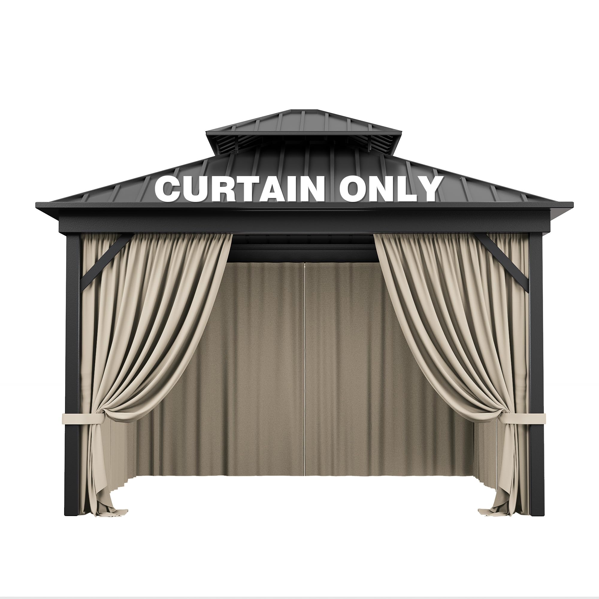 Photo 1 of Pakunoda Outdoor Gazebo Curtain Replacement Universal 4-Panel Sidewalls 10' X 10',Outdoor Patio Waterproof Privacy Curtain with Double Zipper for Patio,Garden, and Backyard (Curtain Only)