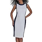 Calvin Klein Womens Sleeveless Crepe Knee Length Sheath Dress