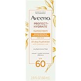 Aveeno Protect + Hydrate Face Sunscreen, SPF 60 Broad Spectrum, for Sensitive Skin, Travel Size, Water Resistant (80 minutes), Paraben, Oxybenzone & Oil Free, 2 fl oz