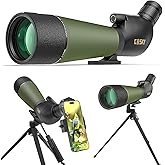 Gosky Flagship DiamondEdge 20-60x80 Spotting Scope with Tripod, Carrying Bag and Quick Phone Holder - BAK4 High Definition Waterproof Spotter Scope for Bird Watching Wildlife observing,Green