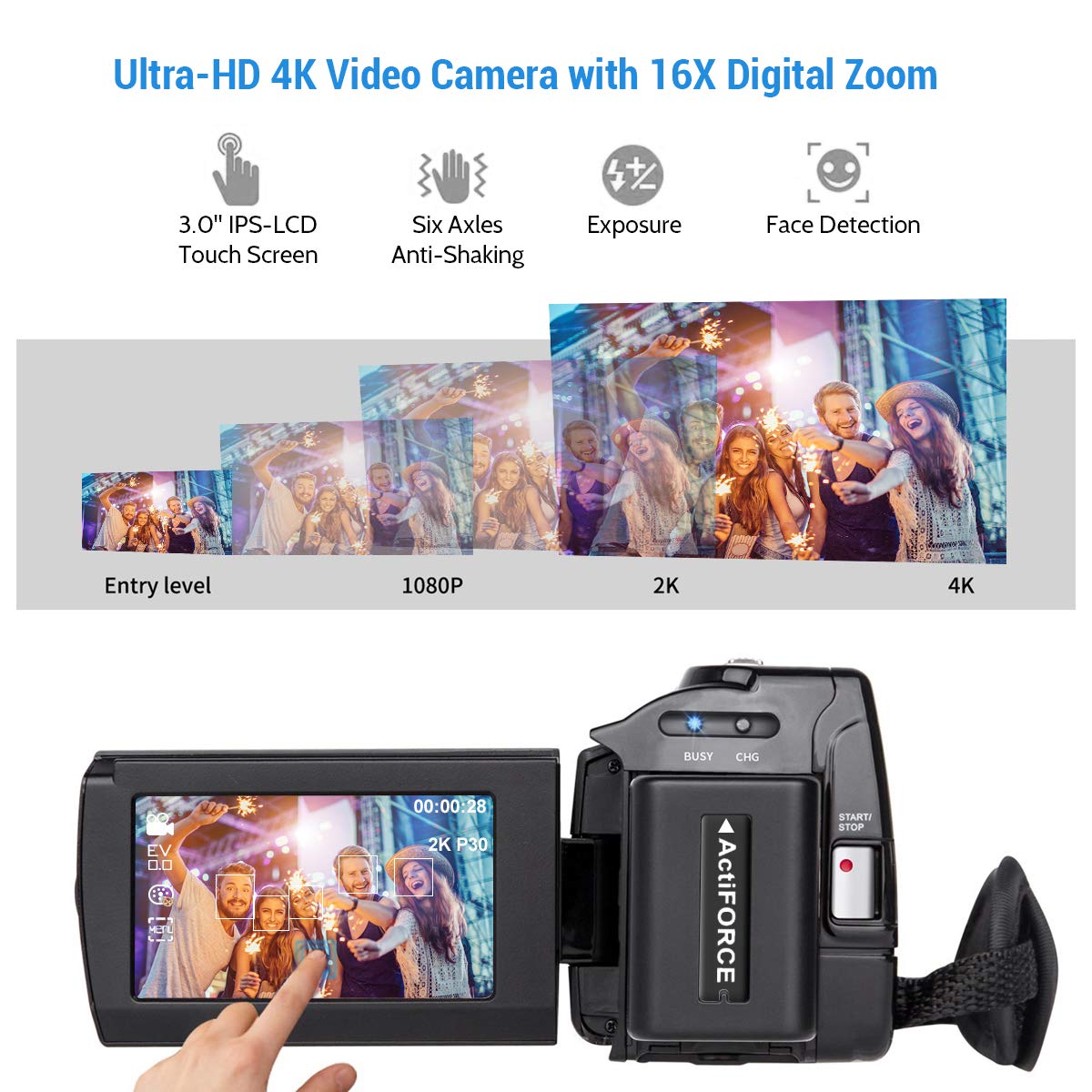 4K Camcorder, Mbuynow Video Camera 48MP 30FPS Ultra HD WiFi Digital Camera IR Night Vision 3.0\