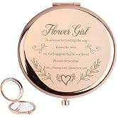 Aelciyue Flower Girl Gifts from Bride - Flower Girl Proposal Gifts on Wedding Day Gift Rose Gold Personalized Compact Travel Mirrors for Women Wedding Gift for Girls