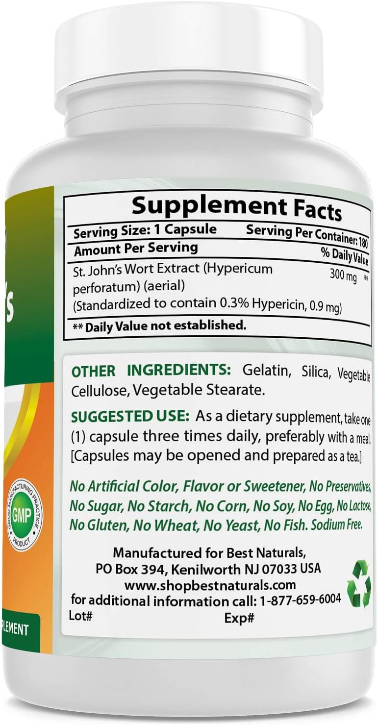 Best Naturals St John's wort 300 mg 180 Capsules: Health & Personal Care