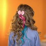 Little World 6pc Curly Hair Extensions Clip-in Kids Rainbow Unicorn Bow Girls view 6