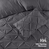 K&A Pintuck Pinch Pleat Duvet Cover Set King Grey 220x230 with Pillowcase view 4