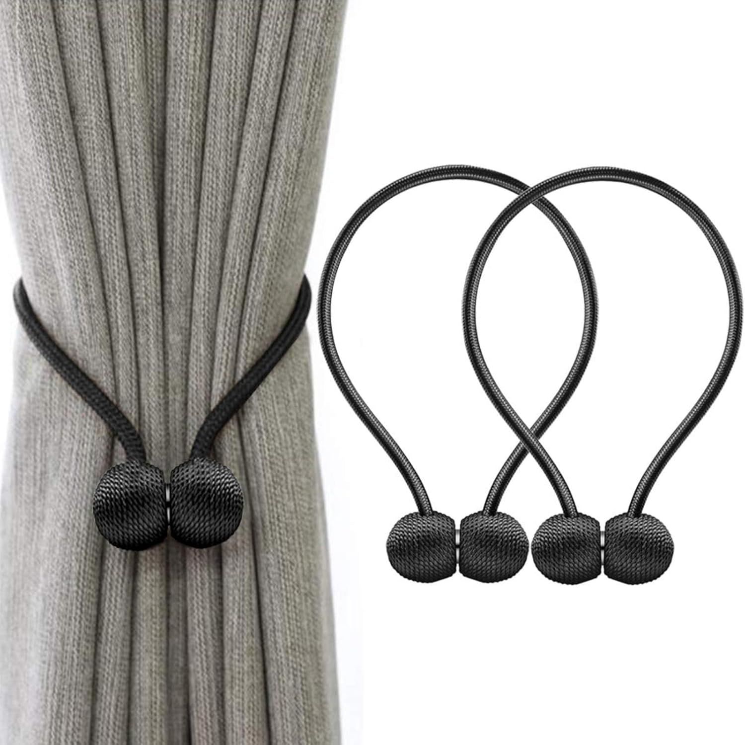 Window Treatment Hardware - IHClink Window Curtain Tiebacks Clips VS Strong Magnetic Tie Band Home Office Decorative Drapes Weave Holdbacks Holders European Style 1 Pair