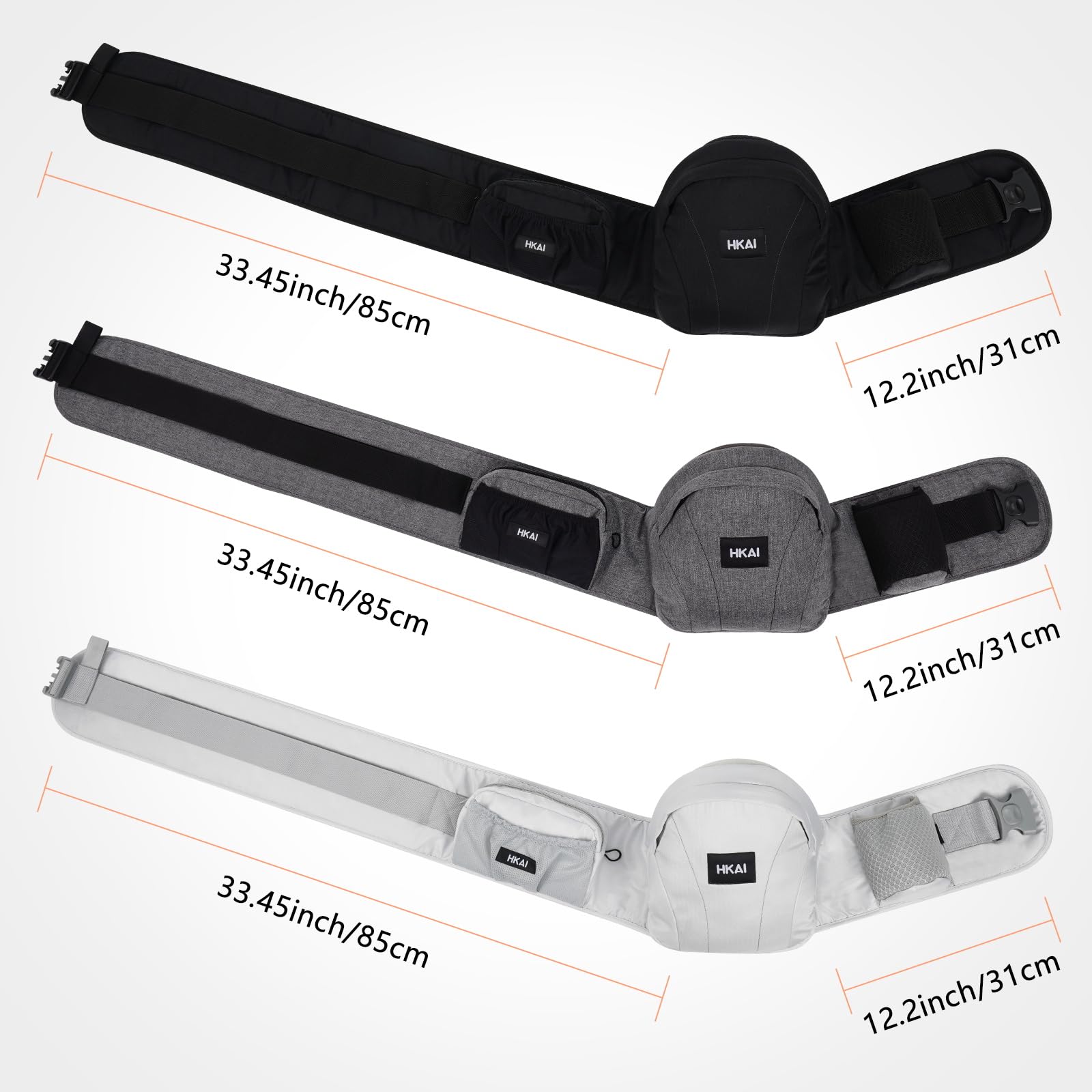 HKAI Baby Carrier Hip Seat, Mom’s Choice Award Winner, Advanced Large Capacity Pocket with Adjustable Waistband, Shock Absorption Hip Seat Surface for Newborns & Toddlers, (Black)