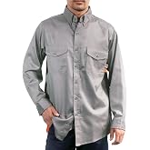 VATRENUS Men's FR Shirts 6.5oz Button Down Work Shirt NFPA2112 CAT2 100% C | Flame Resistant Lightweigh Comfortable Shirt|Relaxed Fit ASTM F1506 UL Label Pre-Washed Dual Chest Pockets
