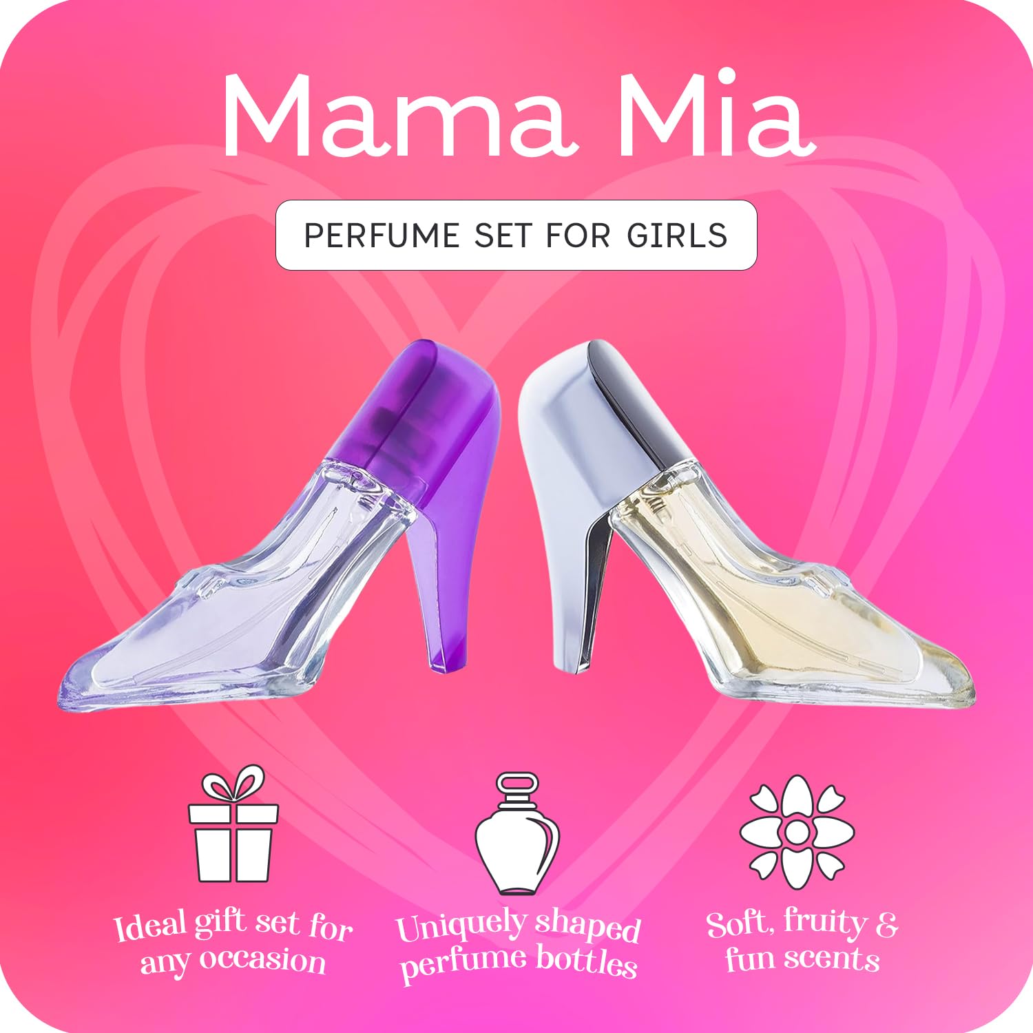 SCENTED THINGS Mama Mia Perfume Set for Teen Girls, Kids Body Spray for Girls 10-12 & Teens, Body Mist for Teenage Girl, Fashion Collection 2 Stiletto-Shaped Perfumes Bottles