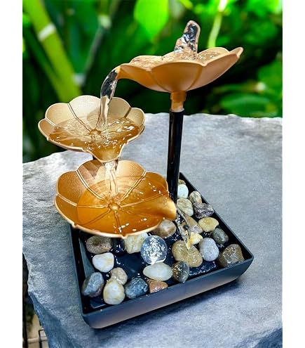 Fonte De Água Cascata Relaxante Decorativa Com LED 3 Quedas Moinho