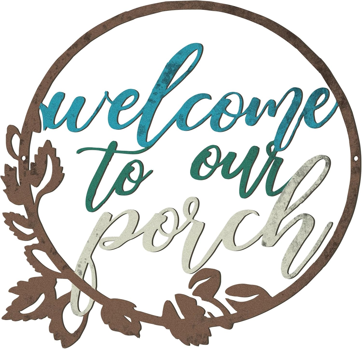 Plaques & Wall Art - Hotop Welcome to Our Porch Metal Sign Metal Wall Decor 11.8 Inch Metal Wall Hanging Decor for Kitchen Farmhouse Home Office Wall Outdoor Decoration Supplies (Colorful)