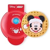 Disney | Dash Mickey Santa Hat Mini Waffle Maker, Ceramic Nonstick, Red | Christmas Waffles, Small Waffle Iron for Dorm &amp; RV, Chaffle Maker, Mini Waffles for Kids, Fans &amp; Gifts
