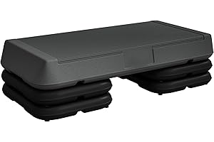Soozier Adjustable Aerobic Stepper, 3-Level with Risers 4", 6", 8" Exercise Step Platform for Home Gym Fitness Workout, 330lb
