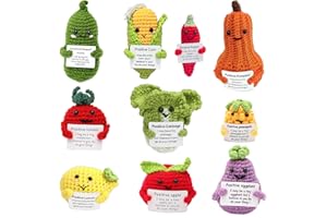 TOPTHY 10 Handmade Emotional Support Pickle, Positive Crochet Pickle Knitted Doll Ornaments with Positive Cards for Motivational Gift, Car Home Office Decor