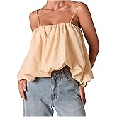 Floerns Women's Casual Spaghetti Strap Cami Top Bubble Hem Camisole Going Out Tops