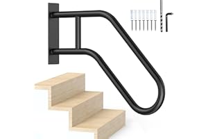 VZNEK Handrails for Outdoor Steps,Stair Railing Indoor1-3 Step,Porch Railing & Deck Hand Rail Wall MountStair Hand Grab Bars,U-Shaped Safety Handrailsfor Kids, Elderly, Pregnant Women, Disabled
