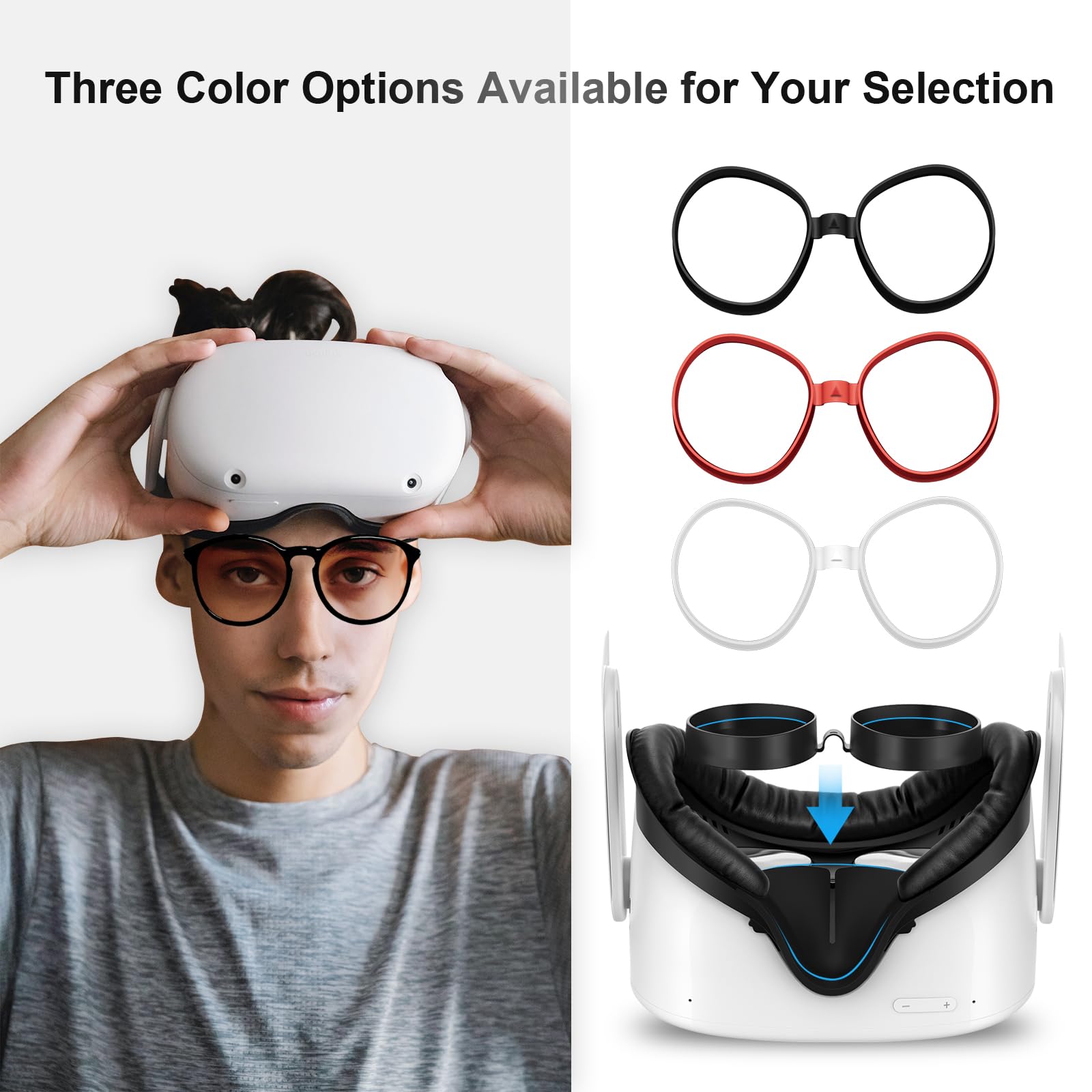 SUPERUS Lens Protector Compatible with Oculus/Meta Quest 2, Glasses Spacer - Anti-Scratch VR Accessories to Prevent Your Glasses from Scratching VR Lenses (Black)