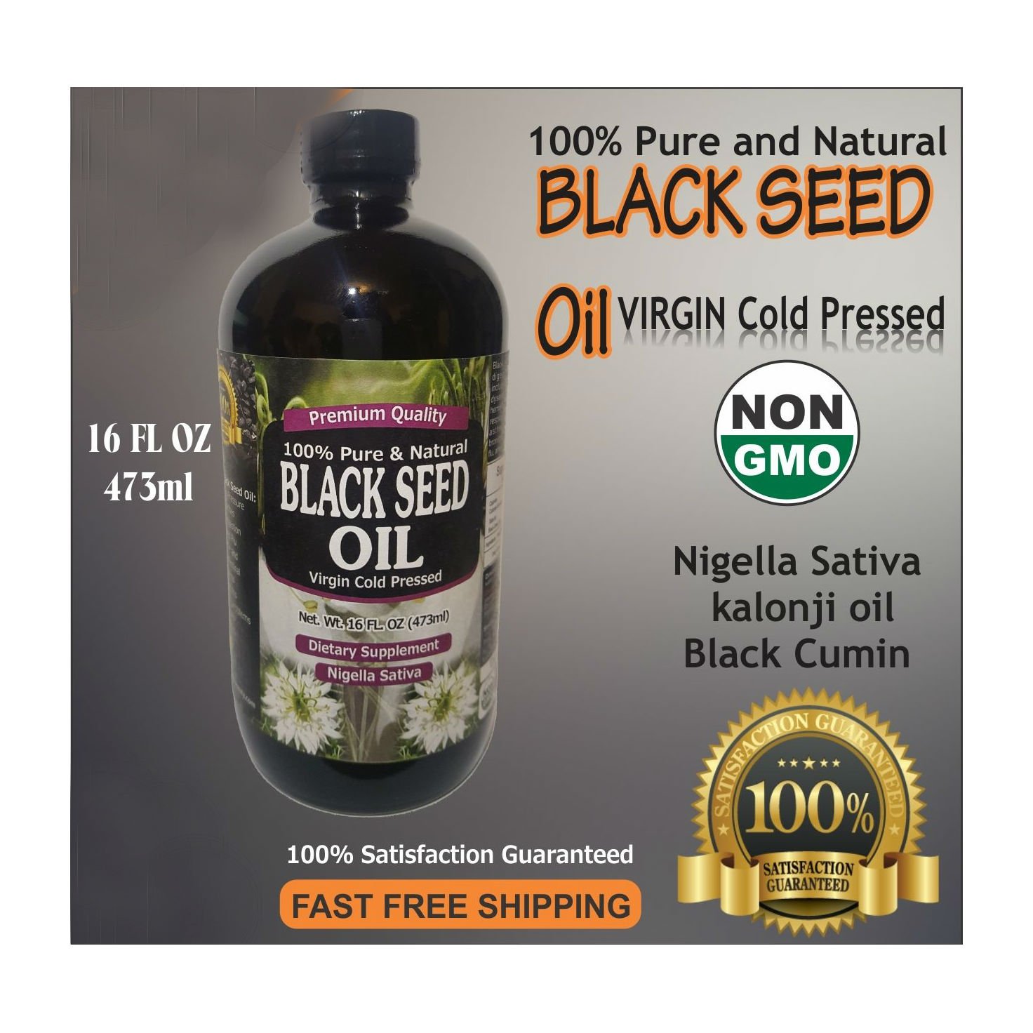 100 Pure Black Seed Oil Cold Pressed Cumin Nigella Sativa
