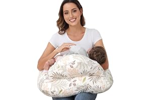 LURUI Nursing Pillow for Breastfeeding, Breastfeeding Essentials for Newborn, More Support for Mom and Baby, with Adjustable Waist Strap and Removable Cotton Cover (Big Leaves)