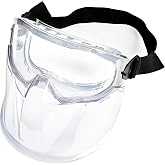 Eagle Eyes Safety Goggles Flip-Up Face Shield, UV Protection, Clear | Anti-Fog &amp; Scratch-Resistant, Polycarbonate Lenses, Removable Shield, UVA UVB &amp; UVC Protection, 180&deg; Eye &amp; Face Coverage