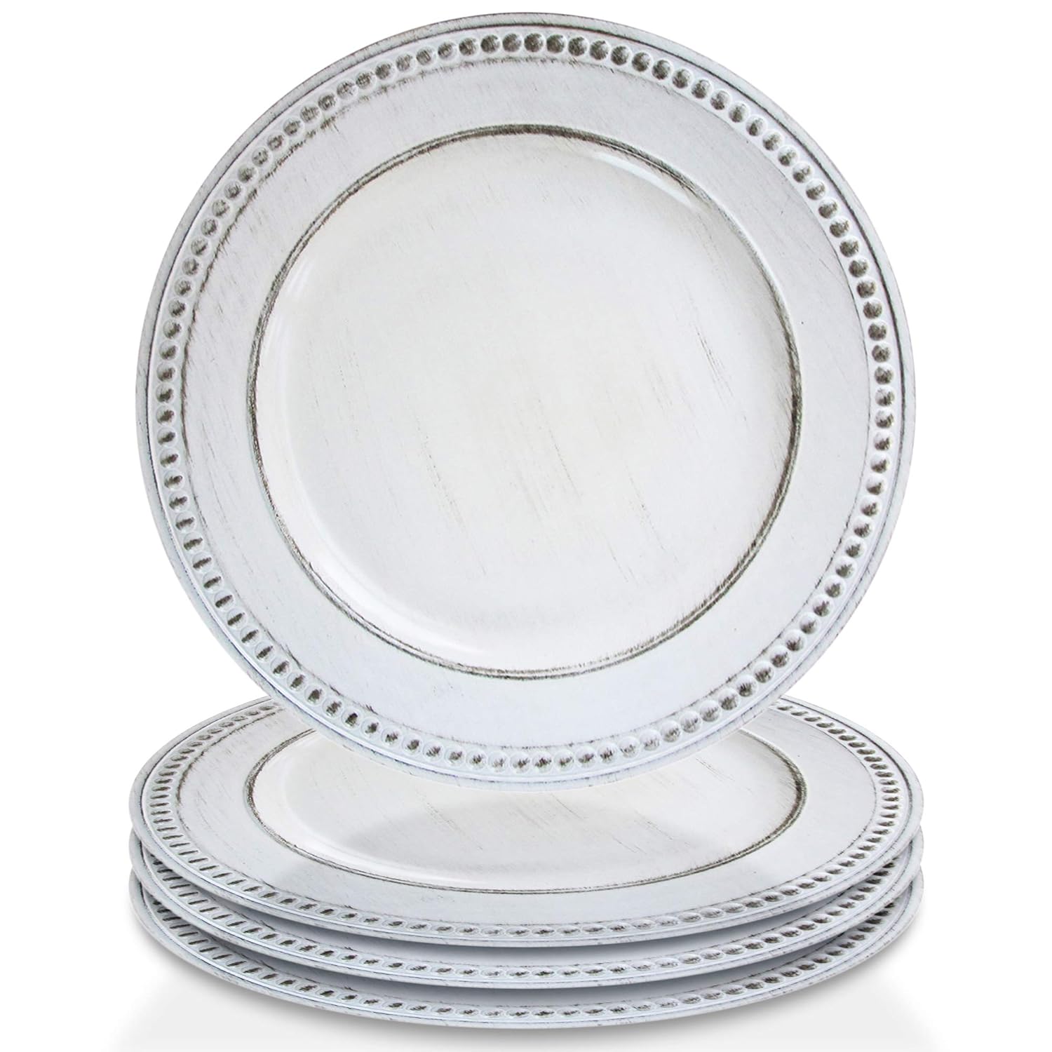 ChargeIt by Jay 12702814 Beaded Antique Set of 4 Round Melamine